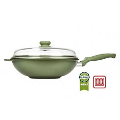 Wok Με Καπάκι Dr. Green Χυτού Αλουμινίου 32cm Risoli